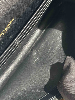 Saint Laurent Black Grain De Poudre Leather Cassandre Matelasse Large Flap Wallet