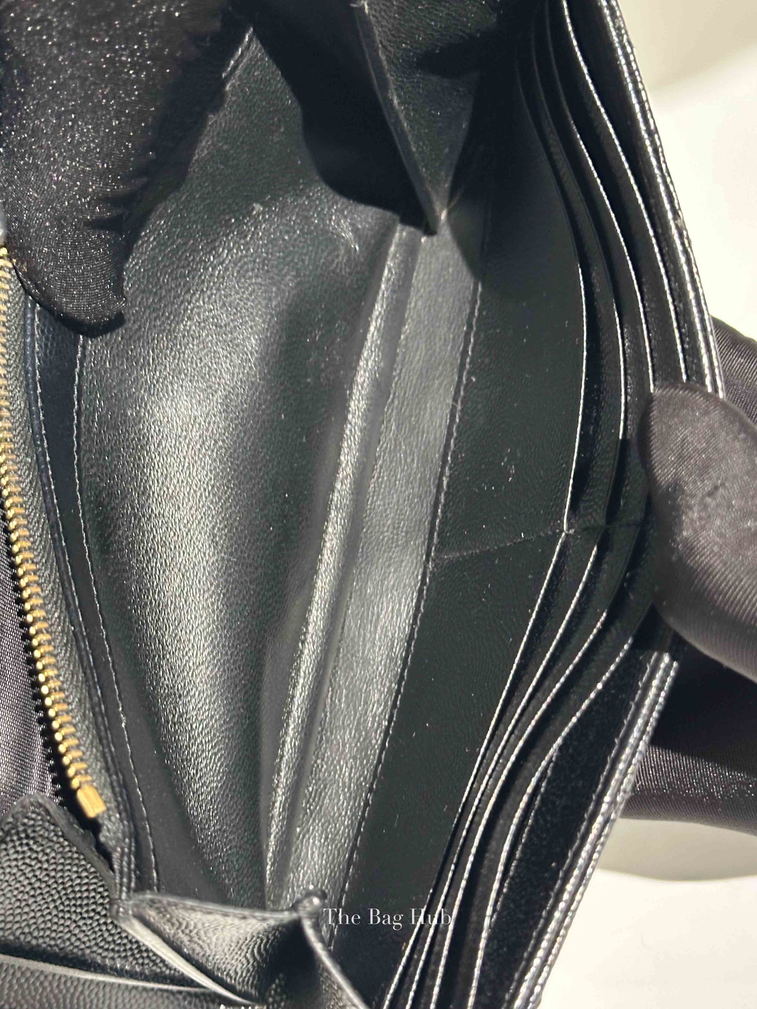 Saint Laurent Black Grain De Poudre Leather Cassandre Matelasse Large Flap Wallet