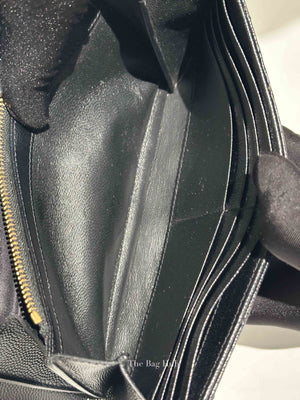 Saint Laurent Black Grain De Poudre Leather Cassandre Matelasse Large Flap Wallet