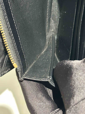 Saint Laurent Black Grain De Poudre Leather Cassandre Matelasse Large Flap Wallet