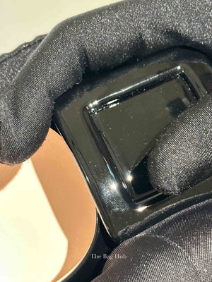 Roger Vivier Black Patent Leather Viv' In The City Lacquered Buckle Slingback Wedge Pumps Size 38