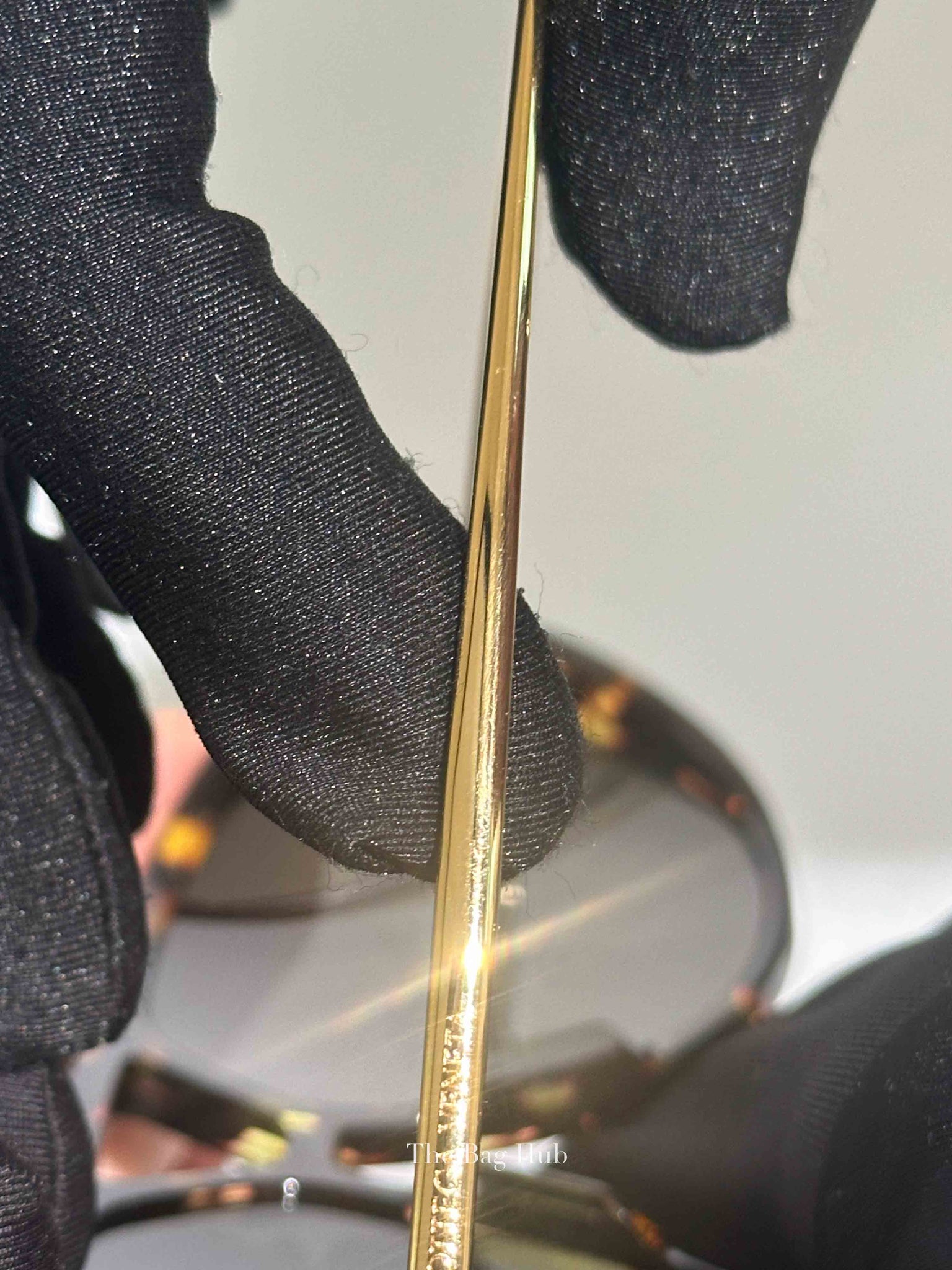 Bottega Veneta Black/Gold Acetate Material Drop Aviator Sunglasses
