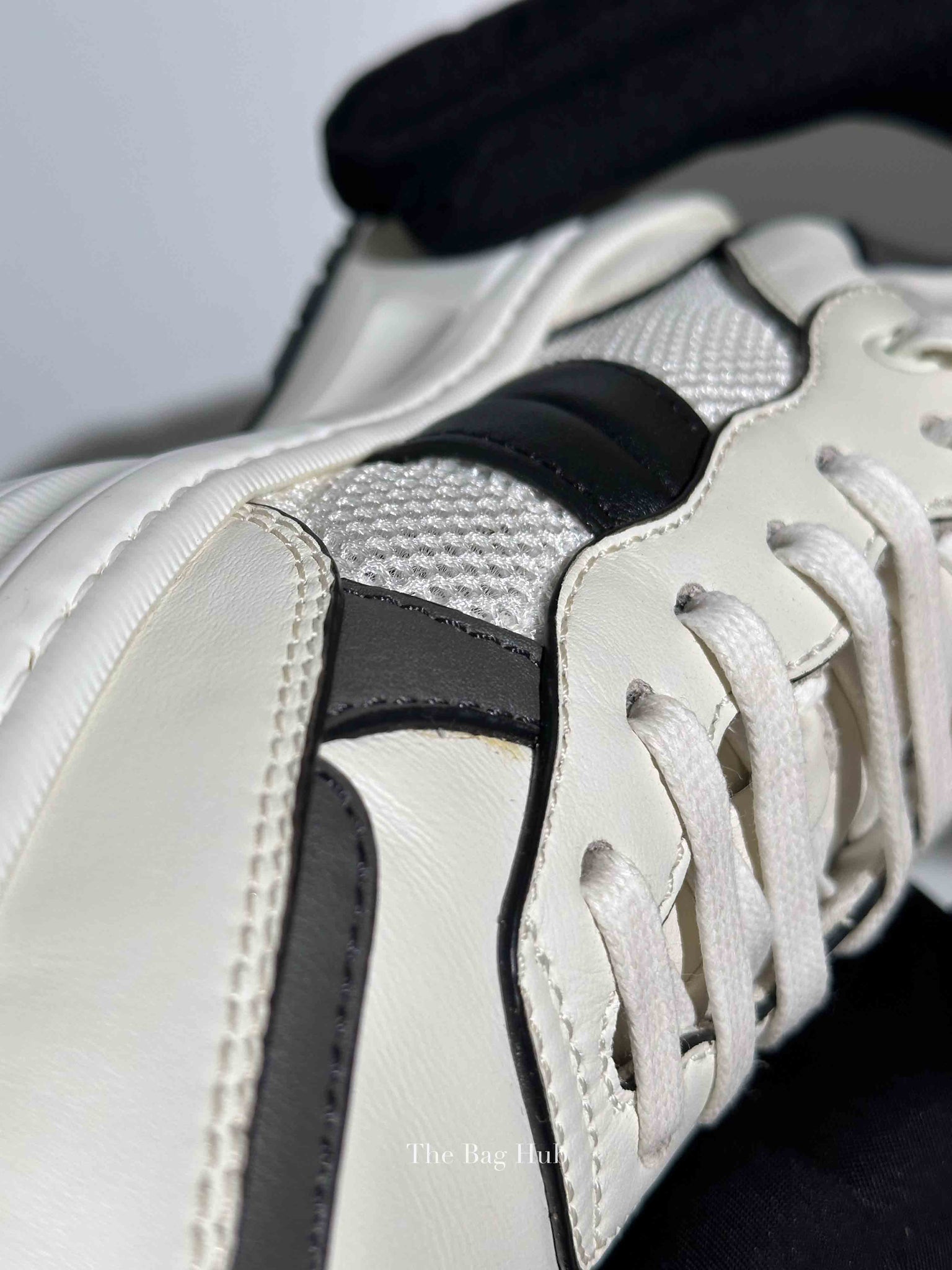 Bottega Veneta Black/White/Grey Leather/Mesh Speedster Sneakers Size 39.5