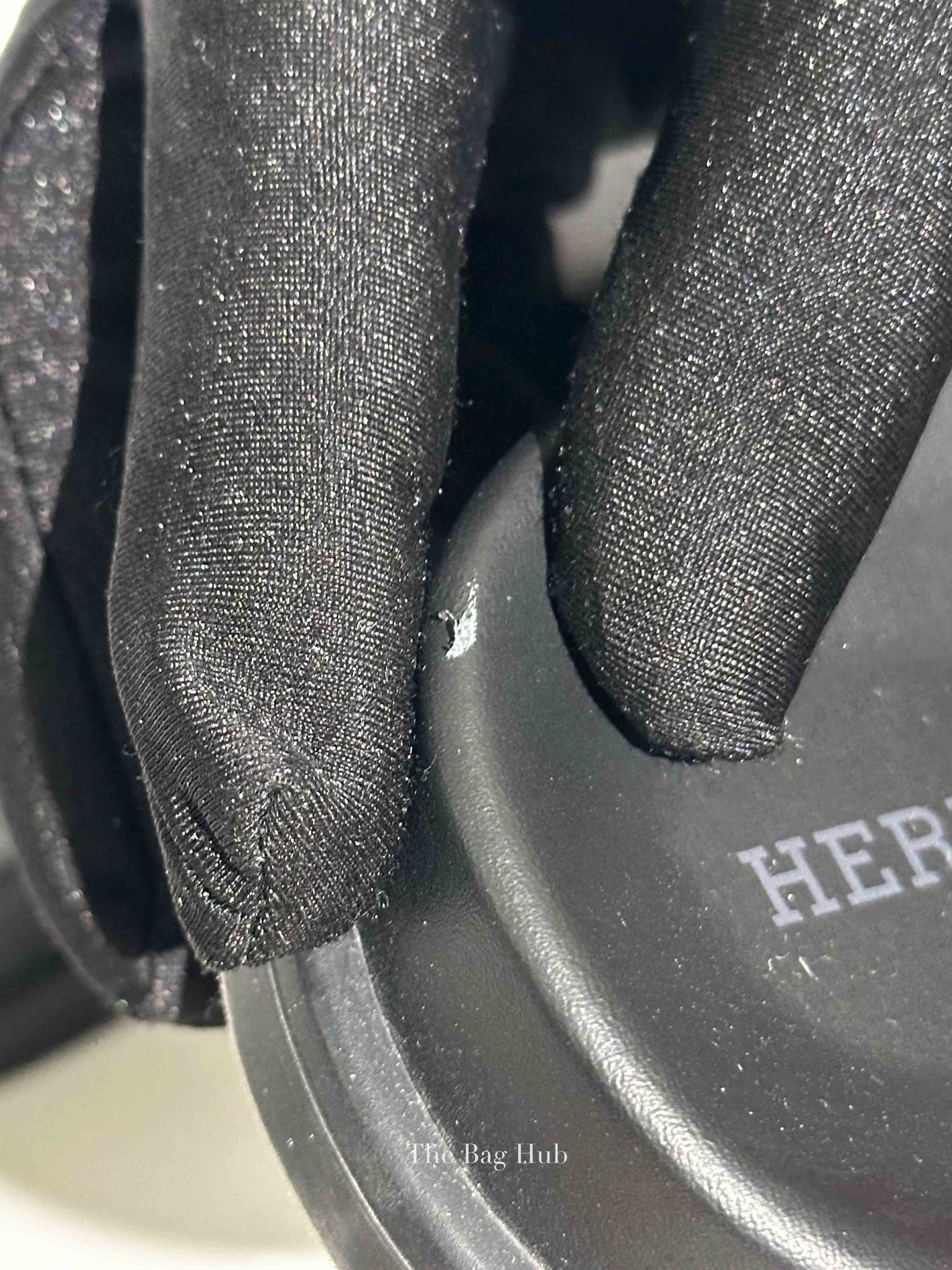 Hermes Noir Leather Joyce Sandals Size 38