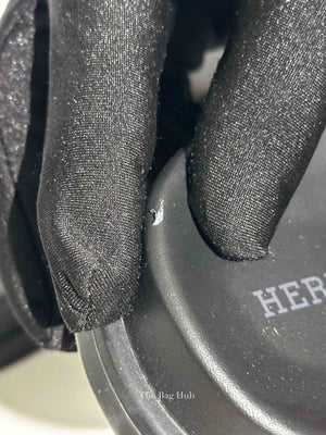 Hermes Noir Leather Joyce Sandals Size 38