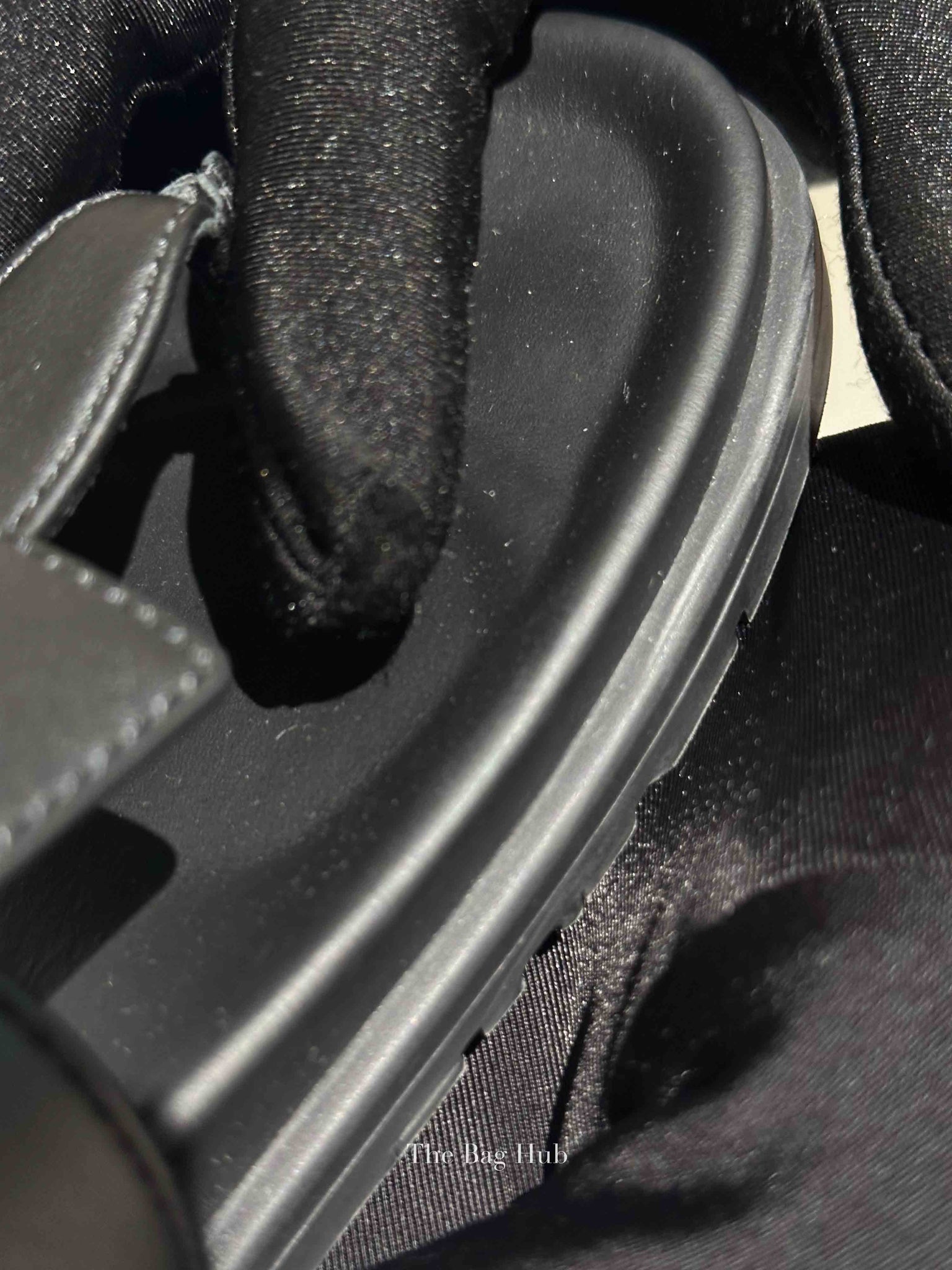 Hermes Noir Leather Joyce Sandals Size 38