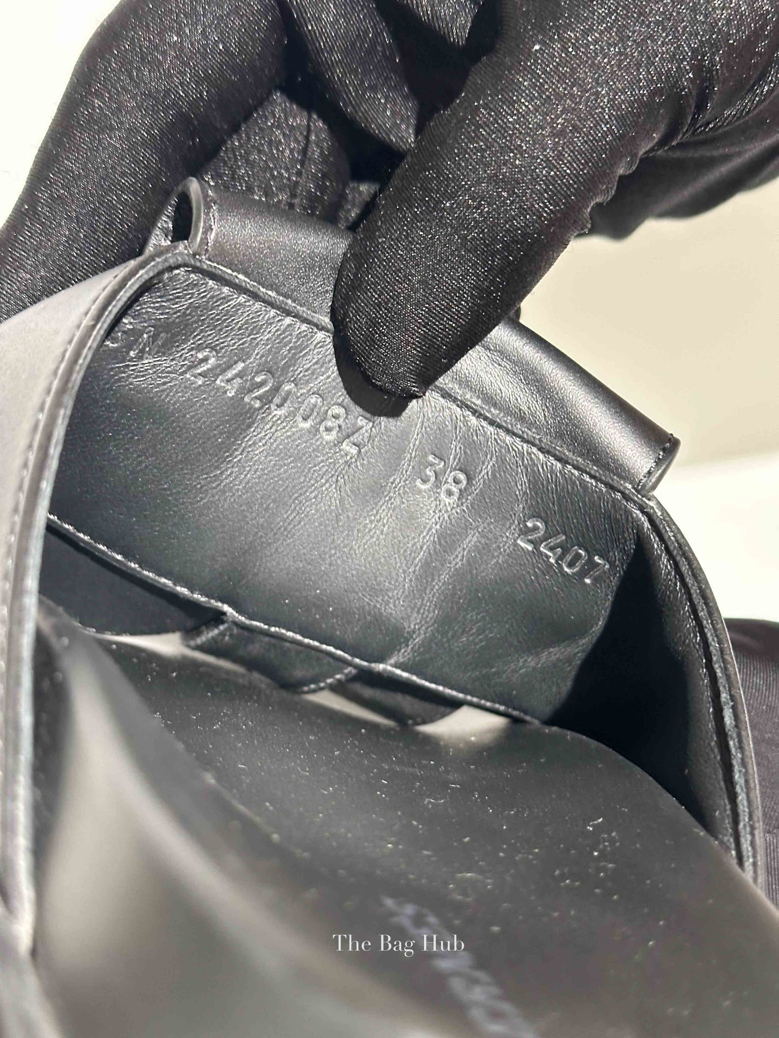 Hermes Noir Leather Joyce Sandals Size 38