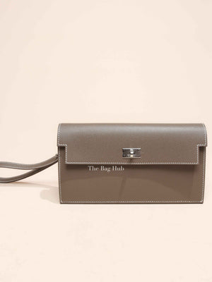 Hermes Etoupe Madame Calfskin Kelly Pocket Long Wallet PHW