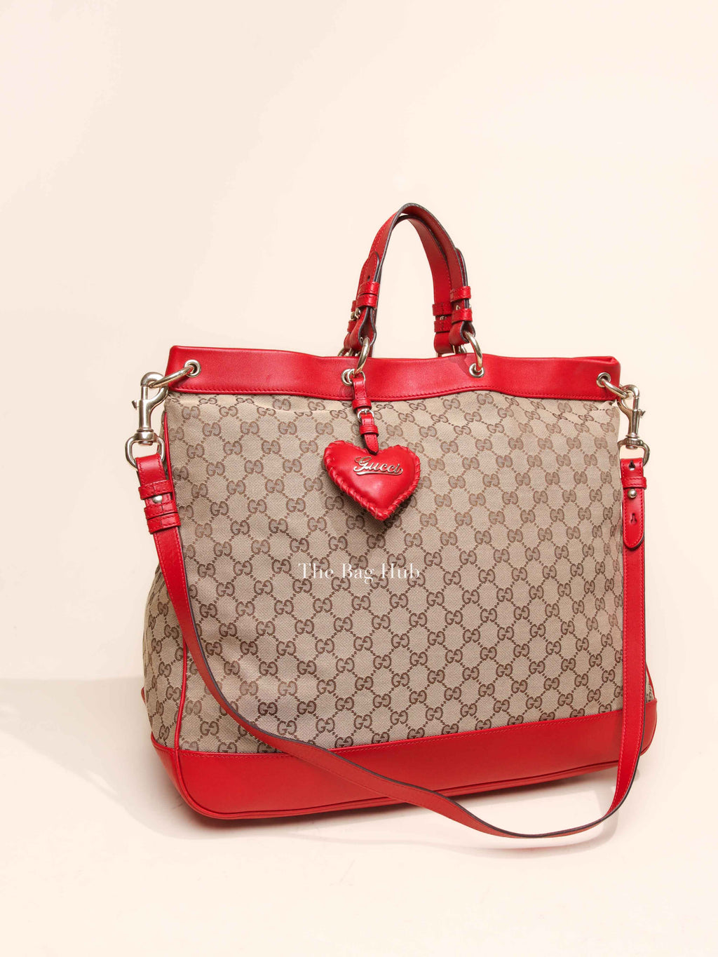 Gucci Red Monogram Large Valentine Tote Bag