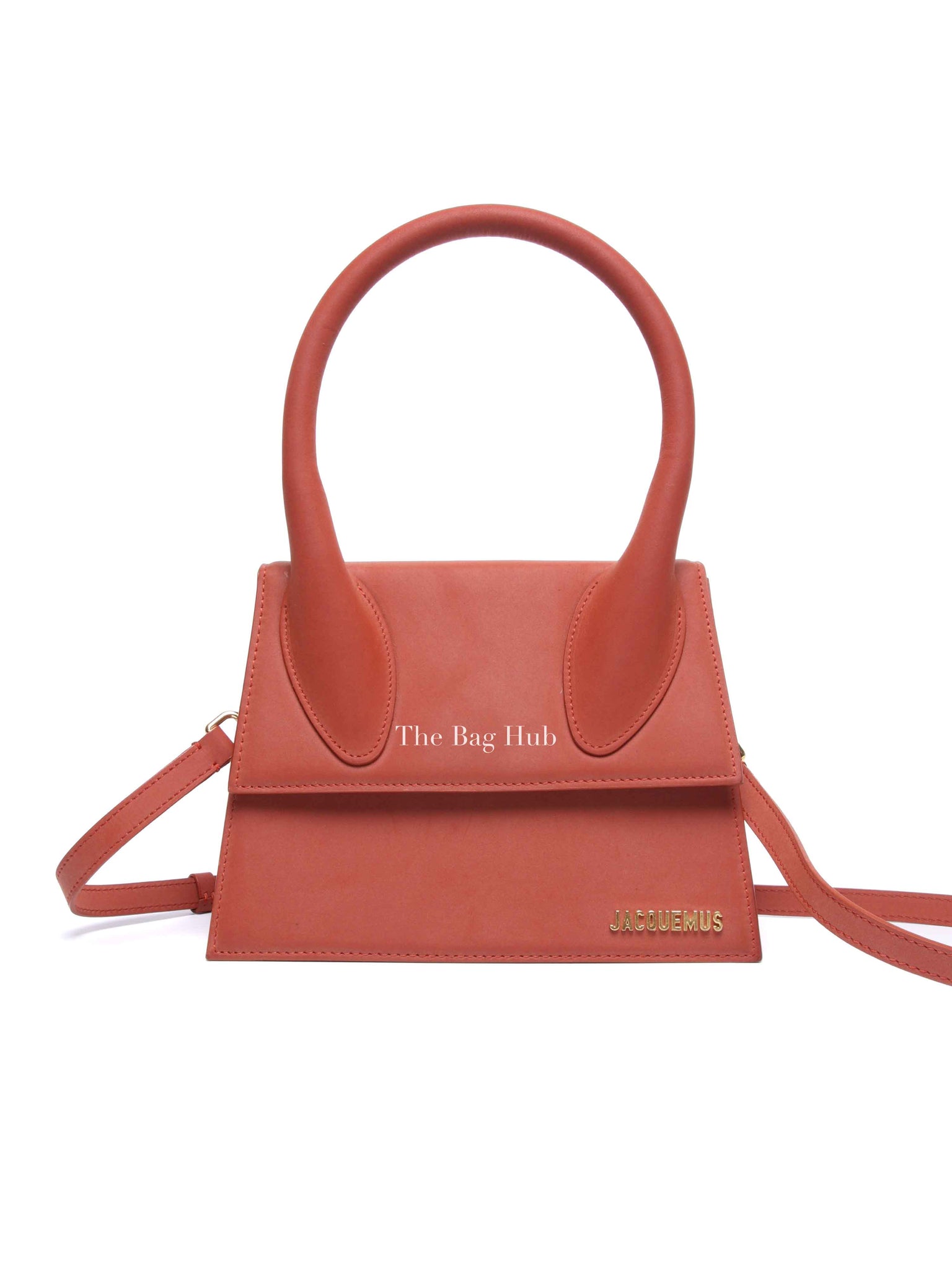Jacquemus Brick Brown Nubuck Leather Le Grand Chiquito Top Handle Bag