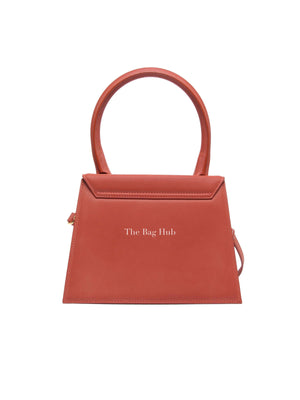 Jacquemus Brick Brown Nubuck Leather Le Grand Chiquito Top Handle Bag