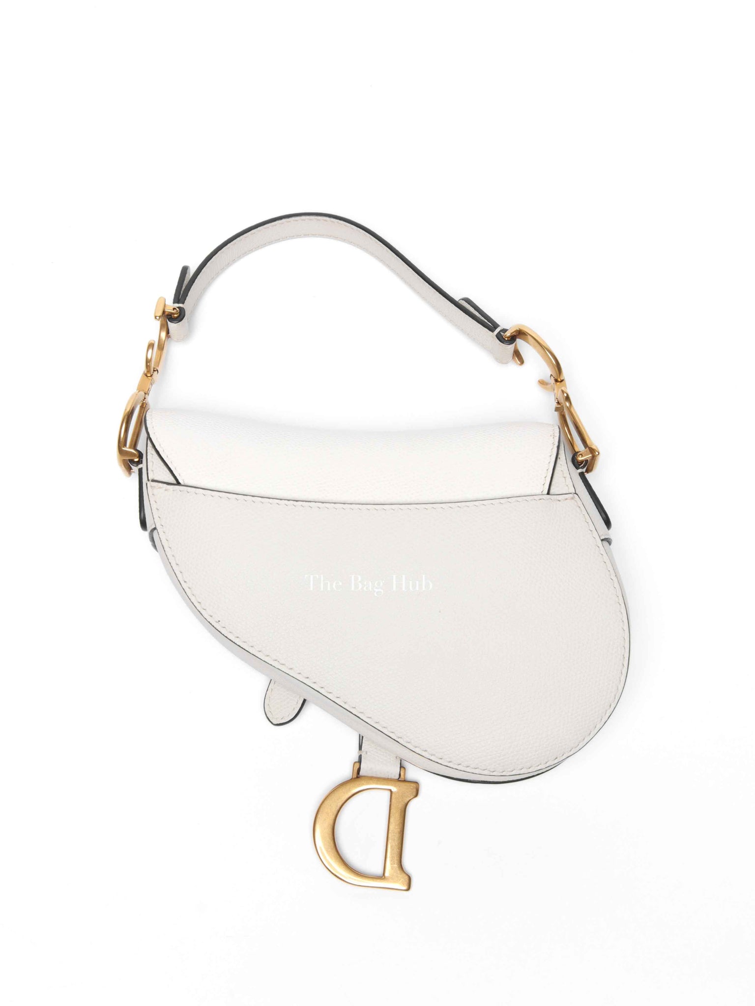 Dior White Grained Calfskin Mini Saddle Bag