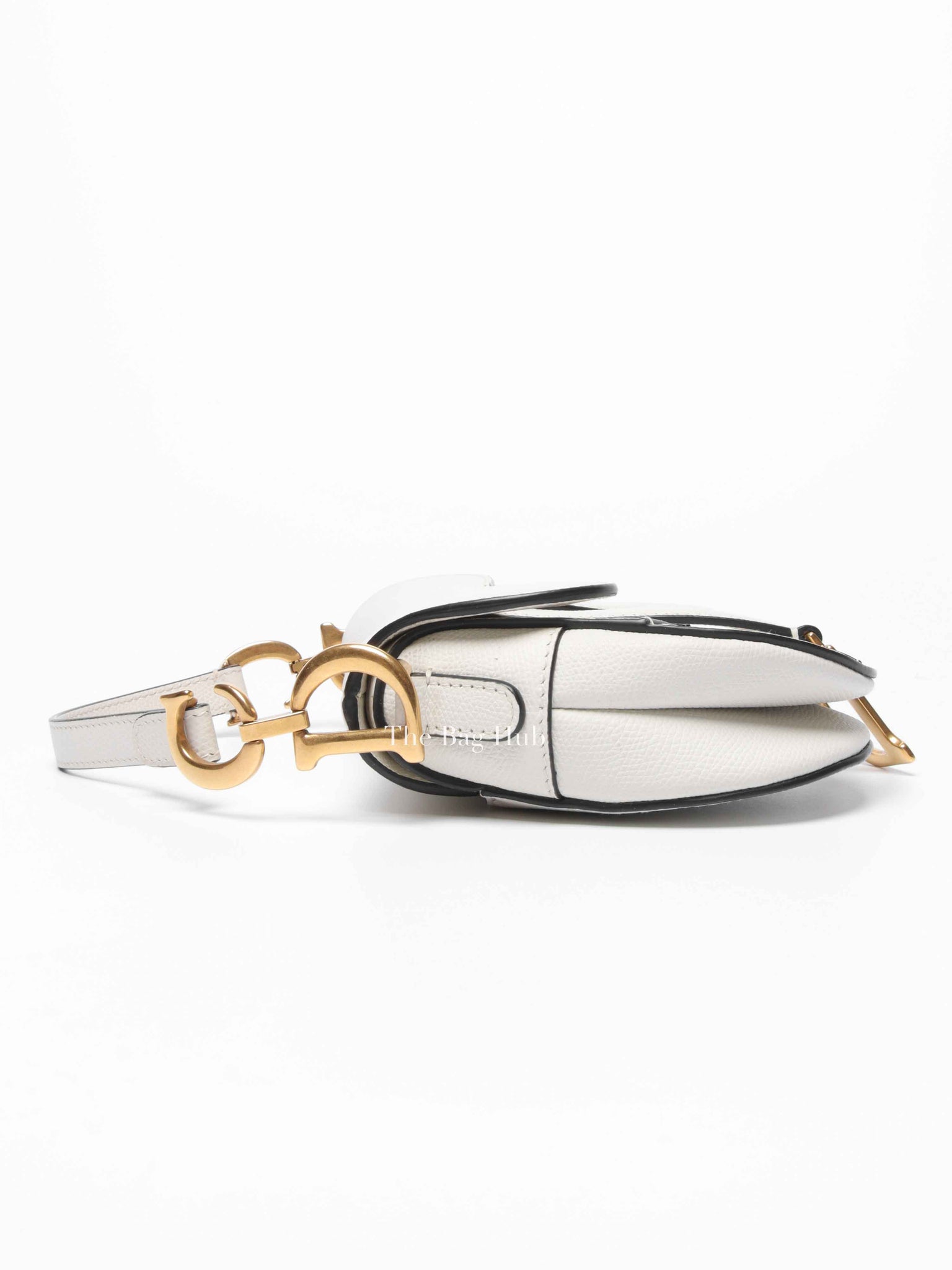 Dior White Grained Calfskin Mini Saddle Bag
