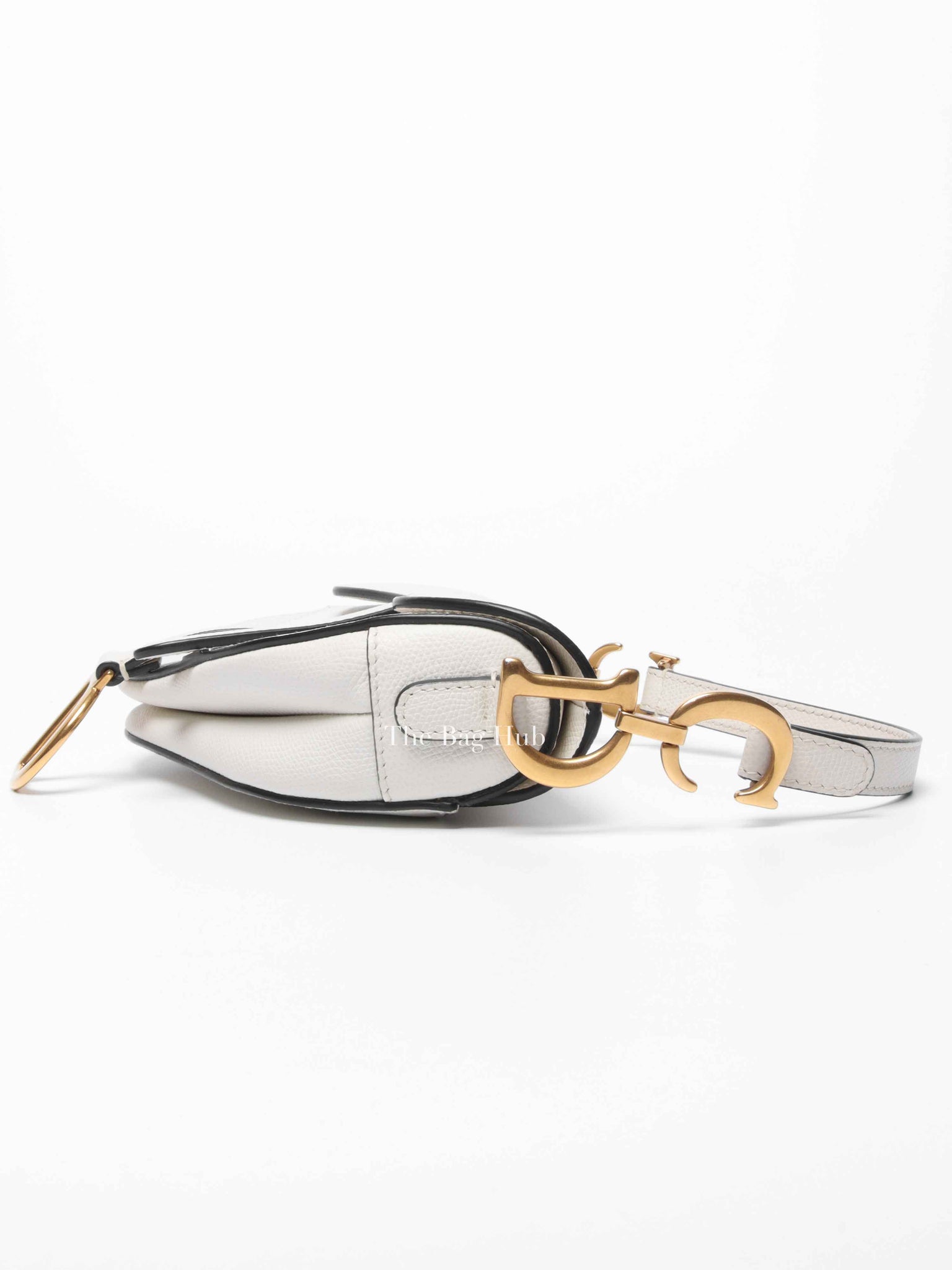 Dior White Grained Calfskin Mini Saddle Bag