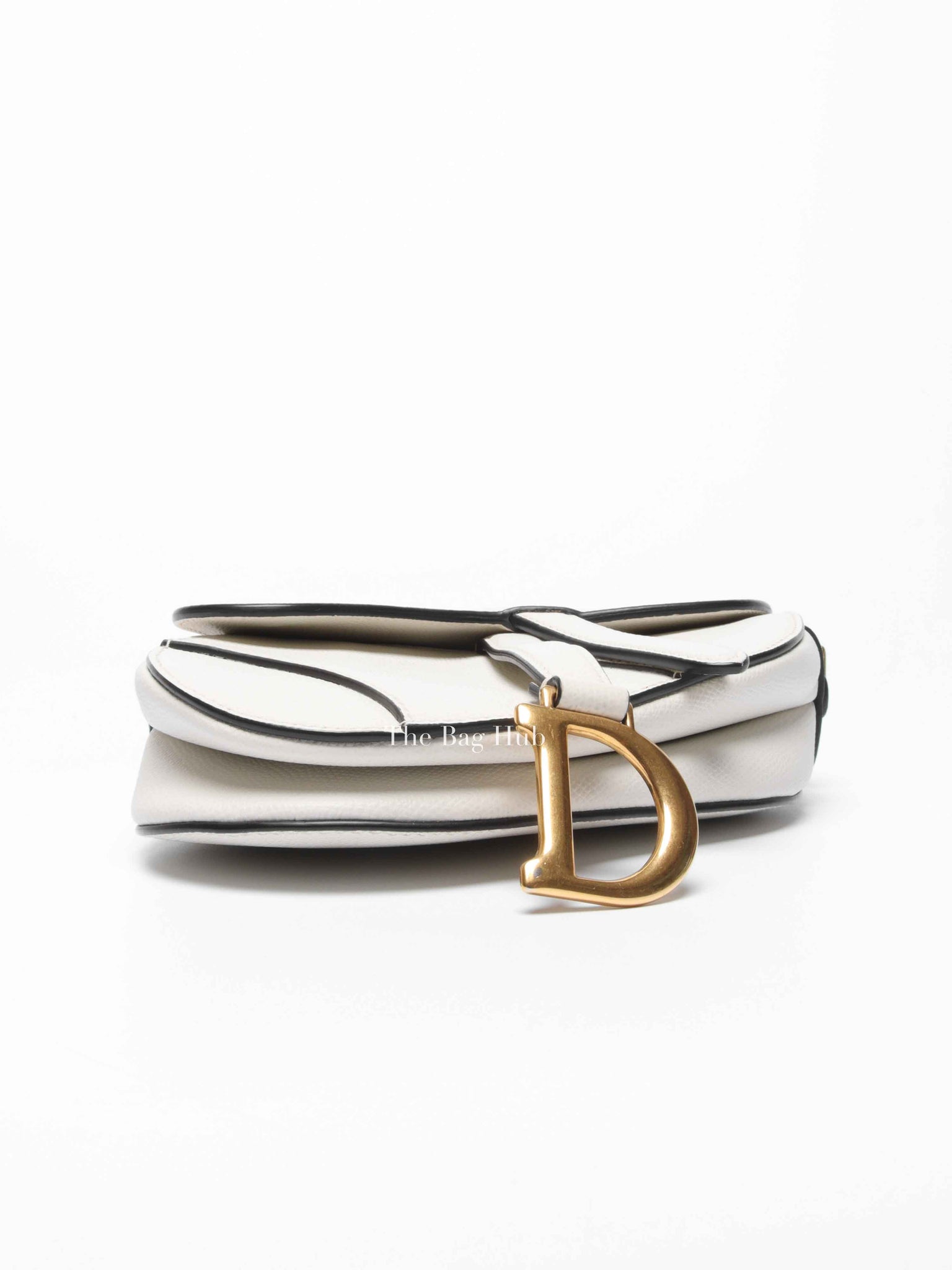 Dior White Grained Calfskin Mini Saddle Bag