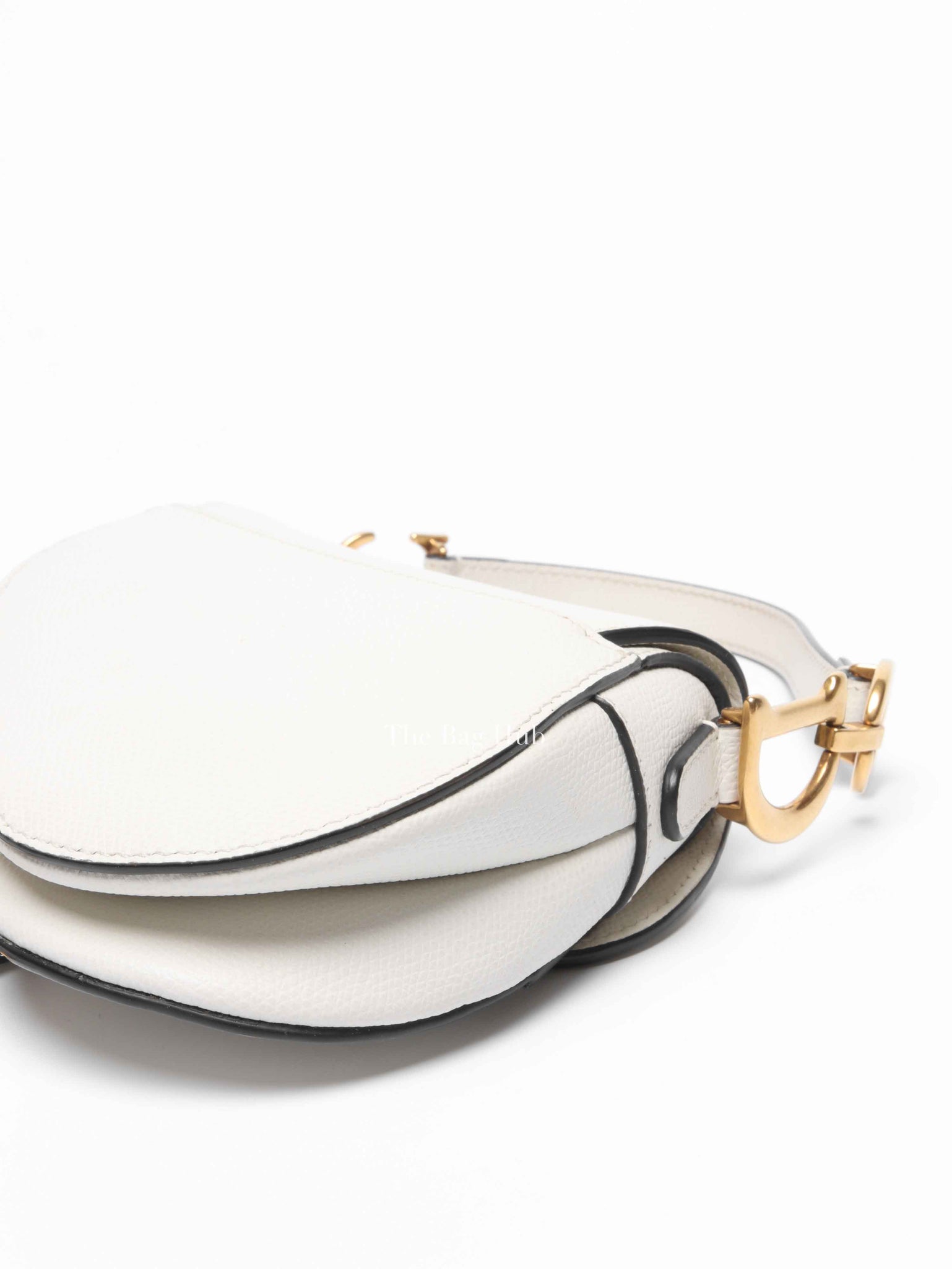 Dior White Grained Calfskin Mini Saddle Bag