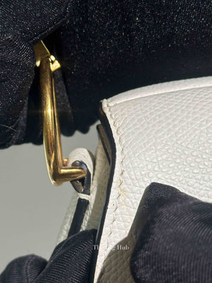 Dior White Grained Calfskin Mini Saddle Bag