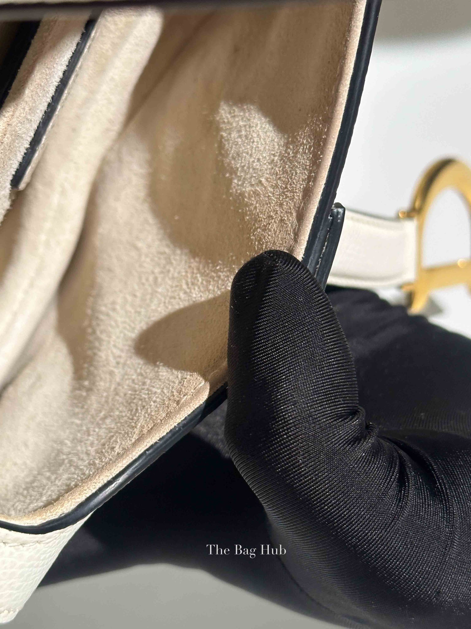 Dior White Grained Calfskin Mini Saddle Bag