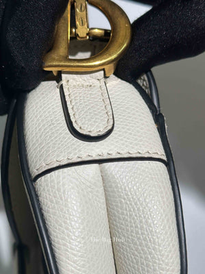 Dior White Grained Calfskin Mini Saddle Bag