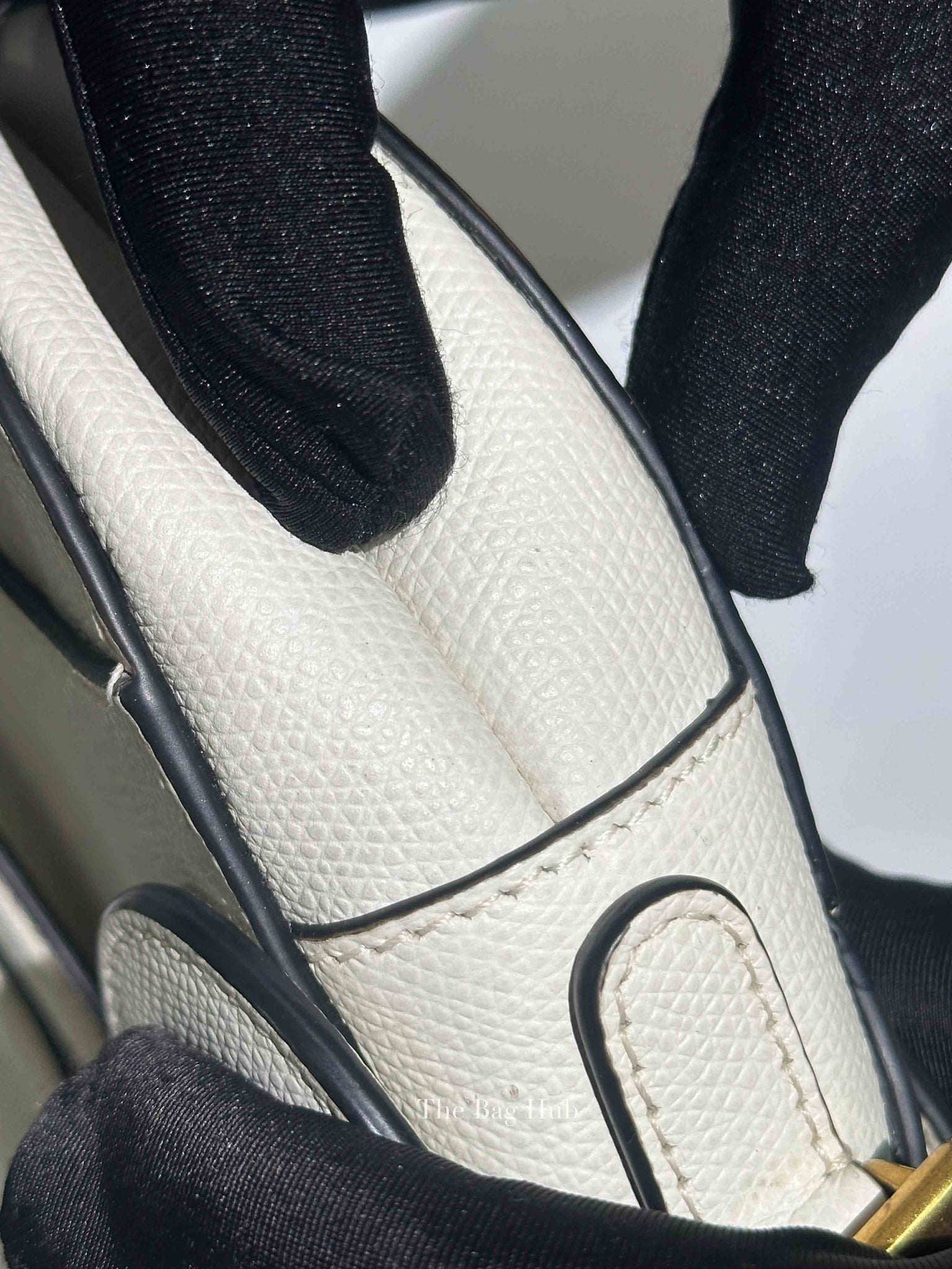 Dior White Grained Calfskin Mini Saddle Bag