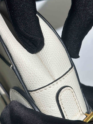 Dior White Grained Calfskin Mini Saddle Bag