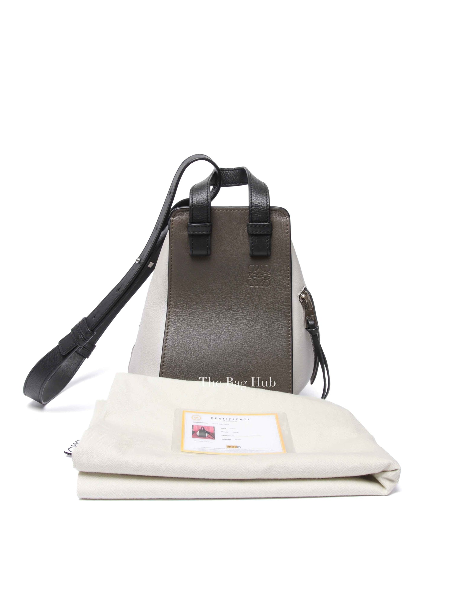 Loewe Khaki Green/Black/Soft White Calfskin Small Hammock Bag