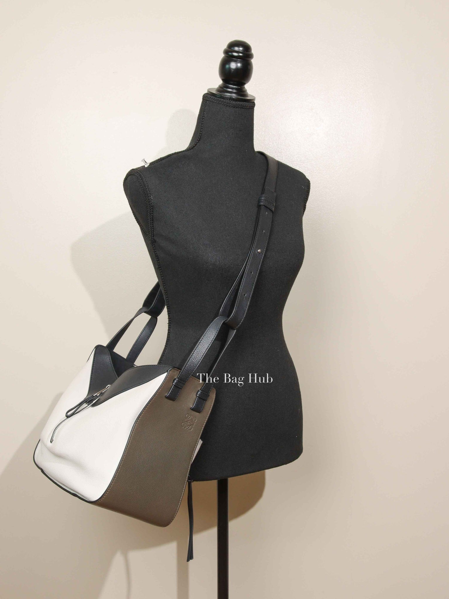 Loewe Khaki Green/Black/Soft White Calfskin Small Hammock Bag