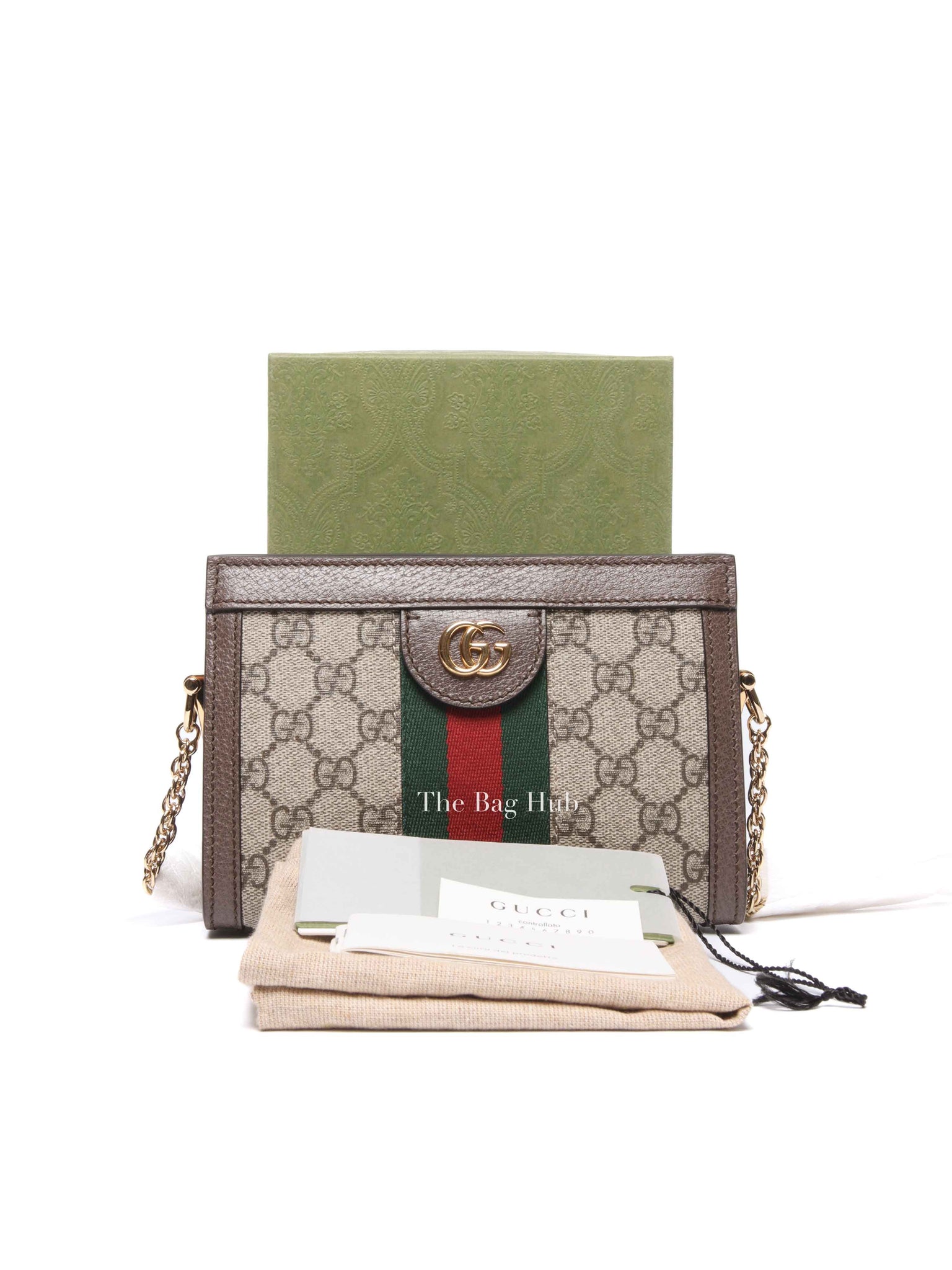 Gucci Brown GG Supreme Canvas Ophidia Mini Shoulder Bag