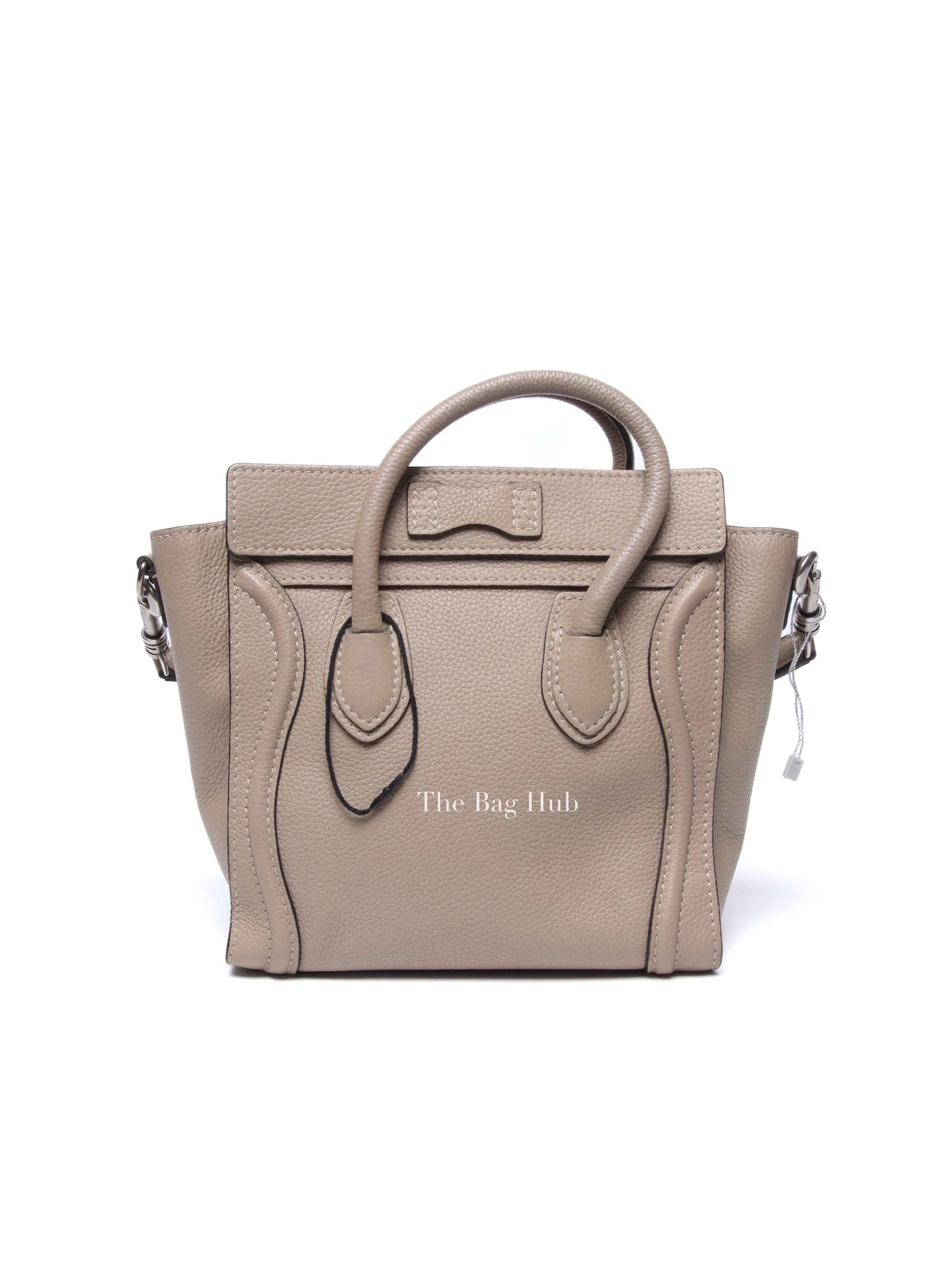 Celine Beige Drummed Calfskin Nano Luggage Bag
