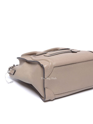Celine Beige Drummed Calfskin Nano Luggage Bag