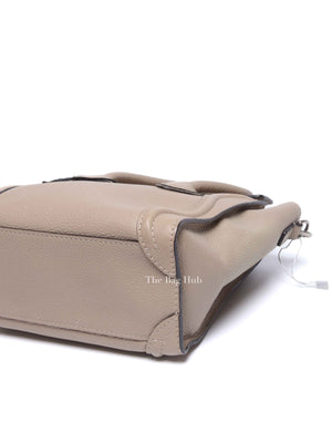 Celine Beige Drummed Calfskin Nano Luggage Bag