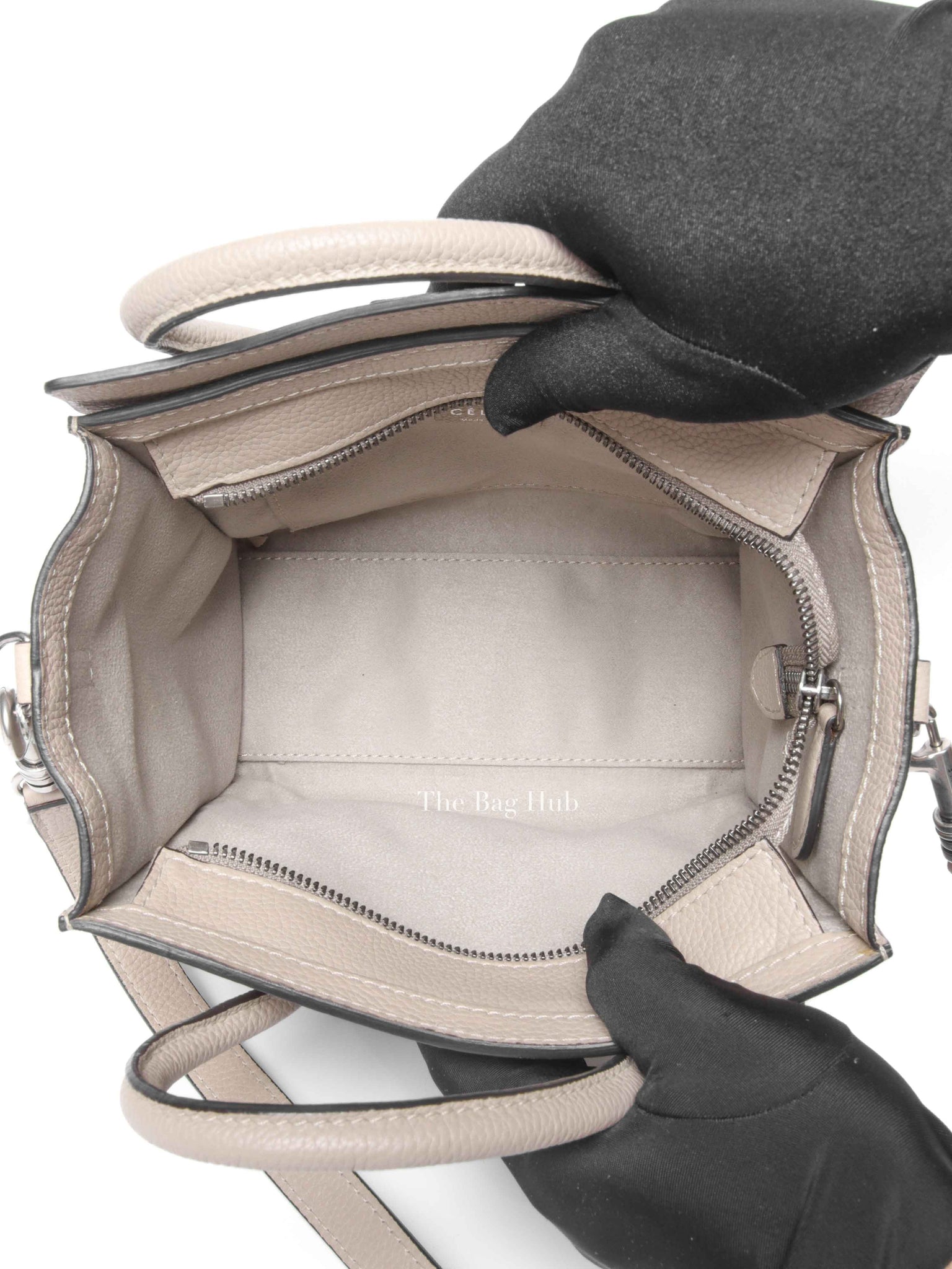 Celine Beige Drummed Calfskin Nano Luggage Bag