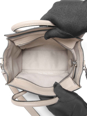 Celine Beige Drummed Calfskin Nano Luggage Bag