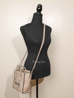 Celine Beige Drummed Calfskin Nano Luggage Bag