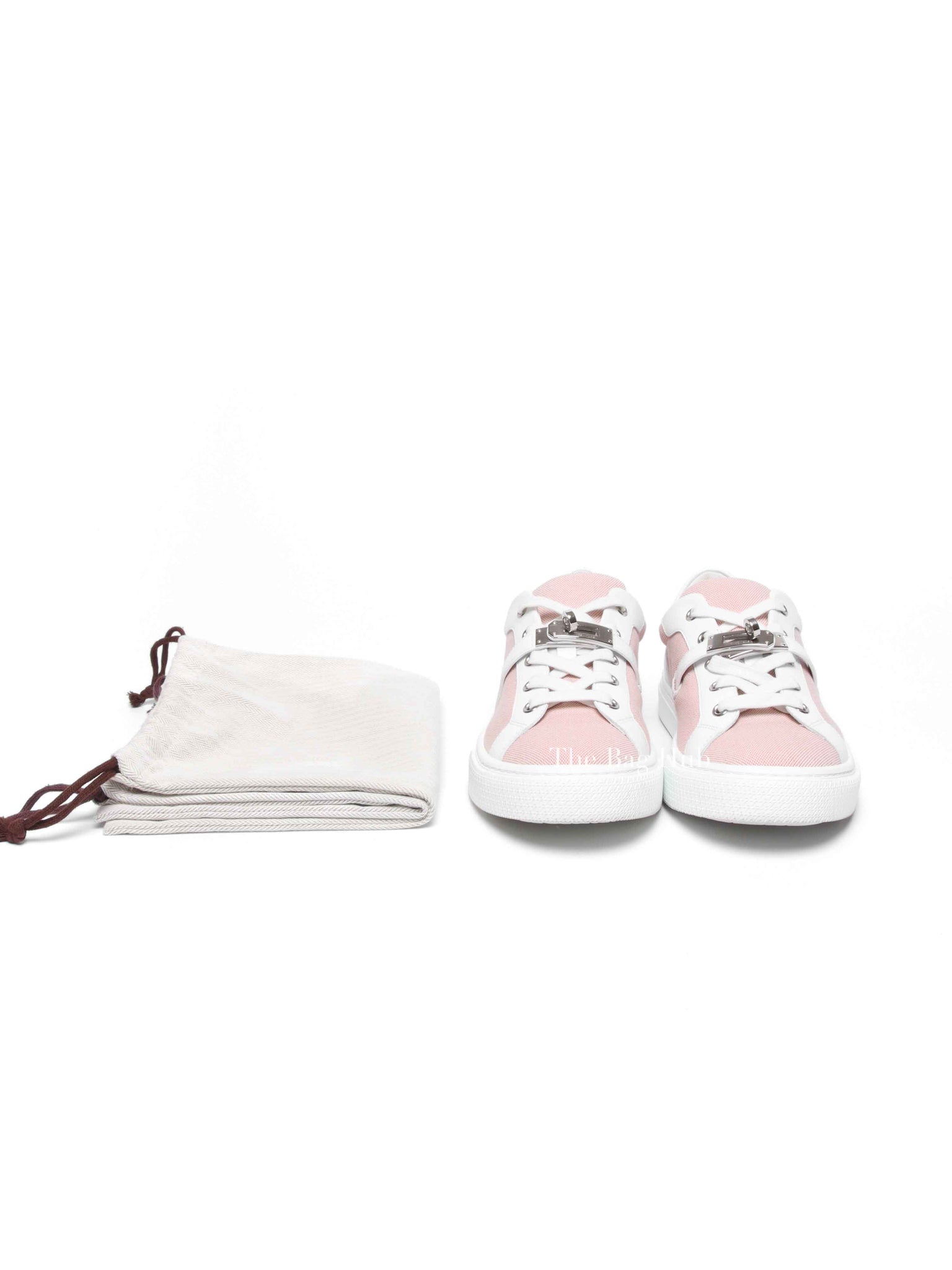 Hermes Framboise/Blanc Canvas Day Sneakers Size 38.5 PHW