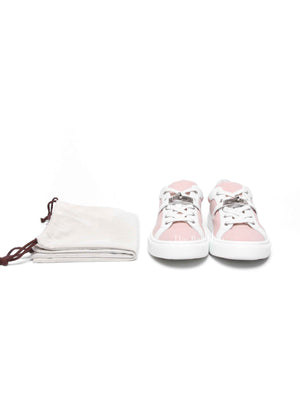 Hermes Framboise/Blanc Canvas Day Sneakers Size 38.5 PHW