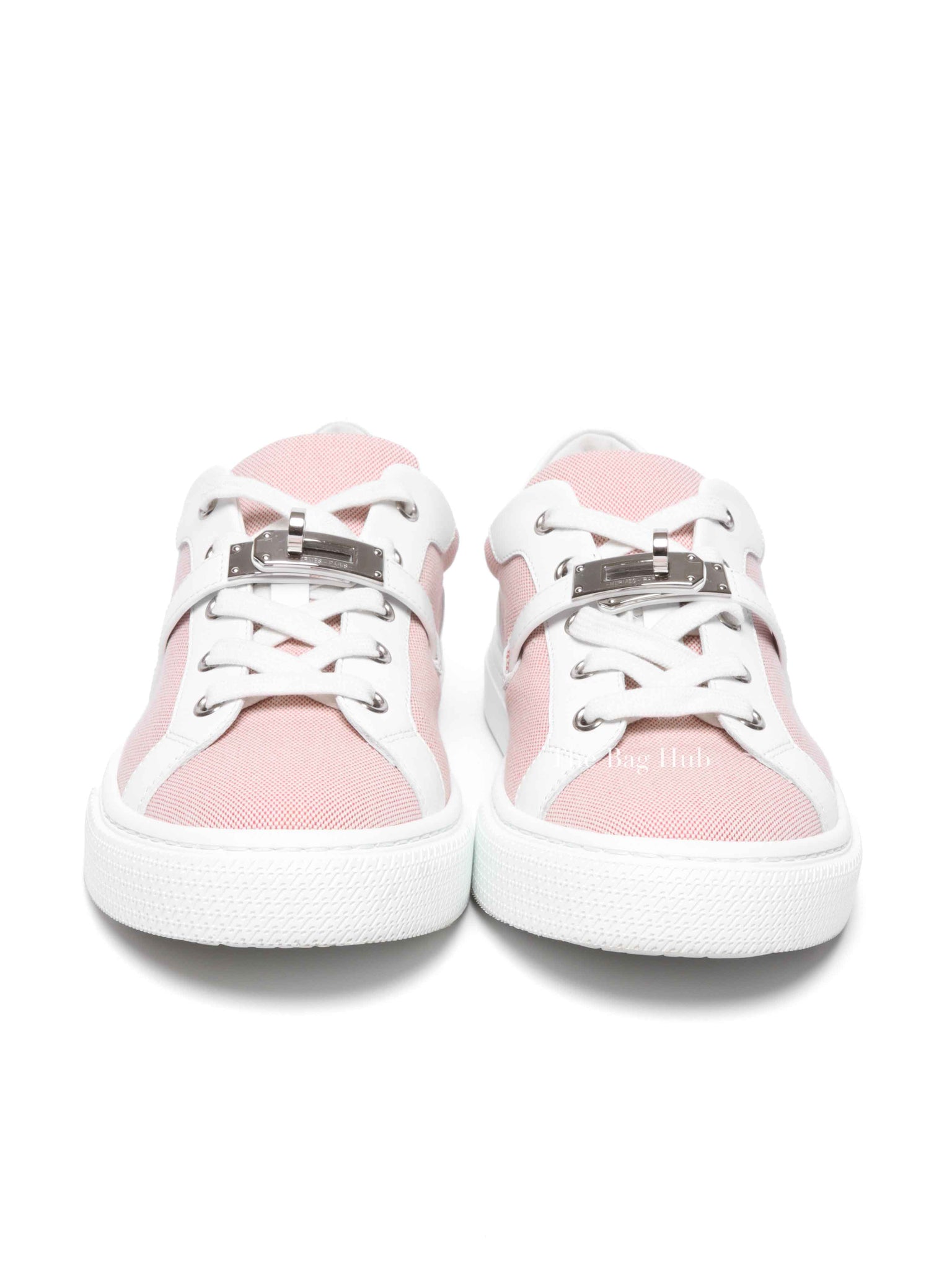 Hermes Framboise/Blanc Canvas Day Sneakers Size 38.5 PHW