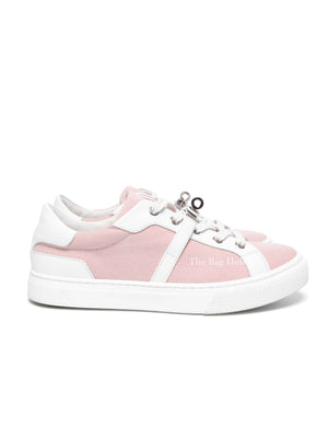 Hermes Framboise/Blanc Canvas Day Sneakers Size 38.5 PHW