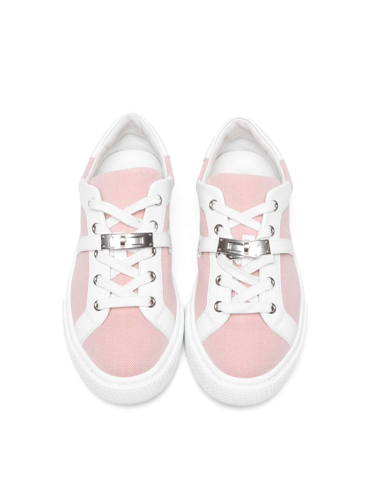 Hermes Framboise/Blanc Canvas Day Sneakers Size 38.5 PHW