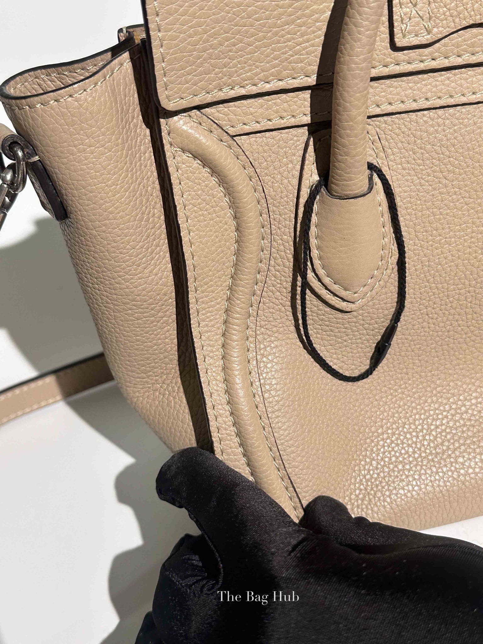 Celine Beige Drummed Calfskin Nano Luggage Bag