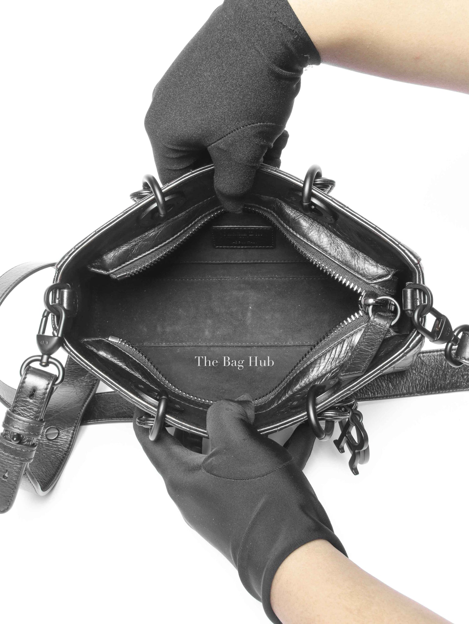 Dior Black Macrocannage Crinkled Calfskin Small Lady D-Sire My ABCDior Bag