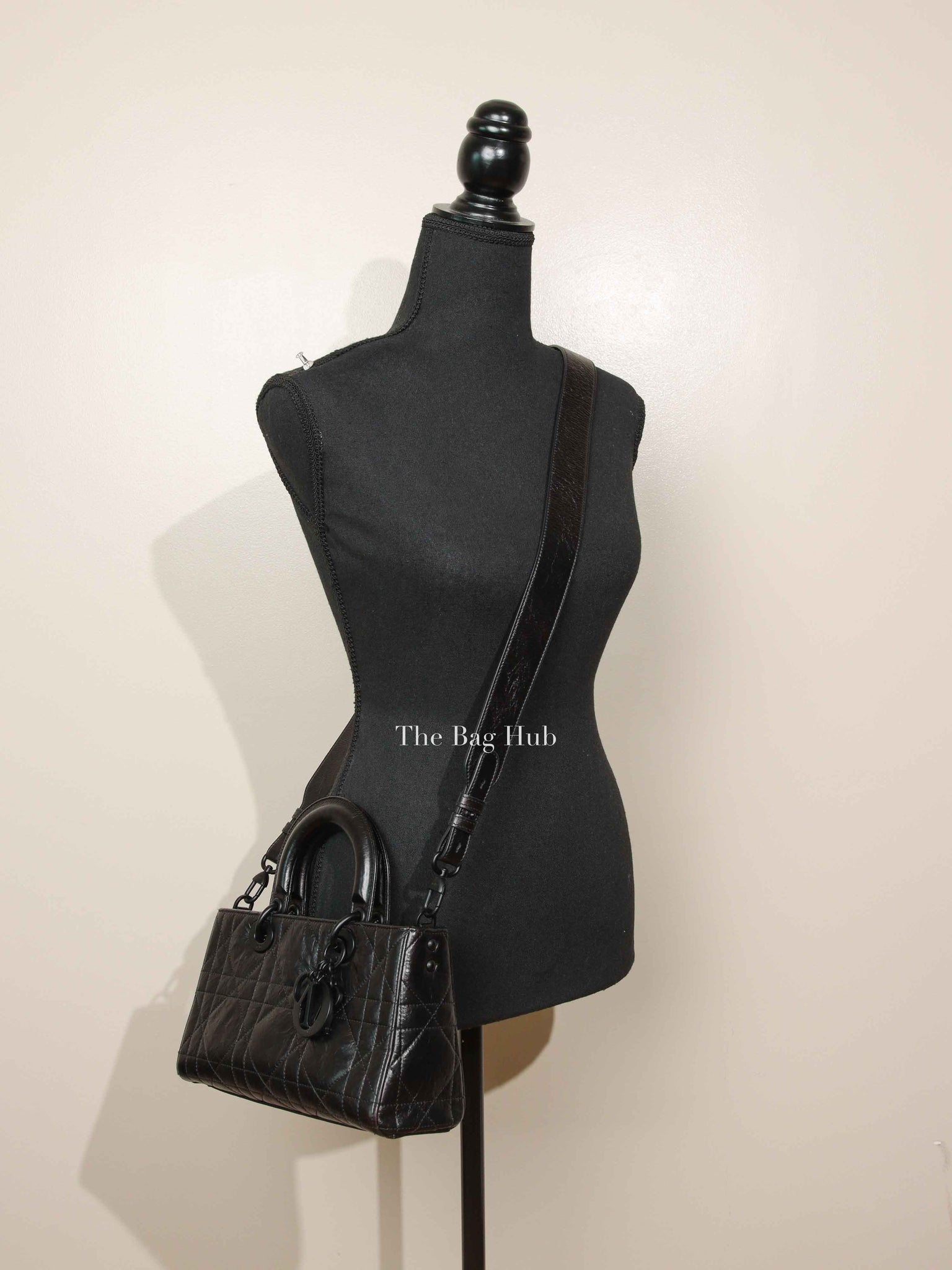 Dior Black Macrocannage Crinkled Calfskin Small Lady D-Sire My ABCDior Bag
