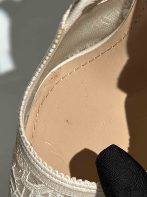 Dior Ivory Mesh Embroidered J'Adior Slingback Pumps Size 40