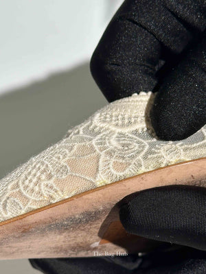 Dior Ivory Mesh Embroidered J'Adior Slingback Pumps Size 40