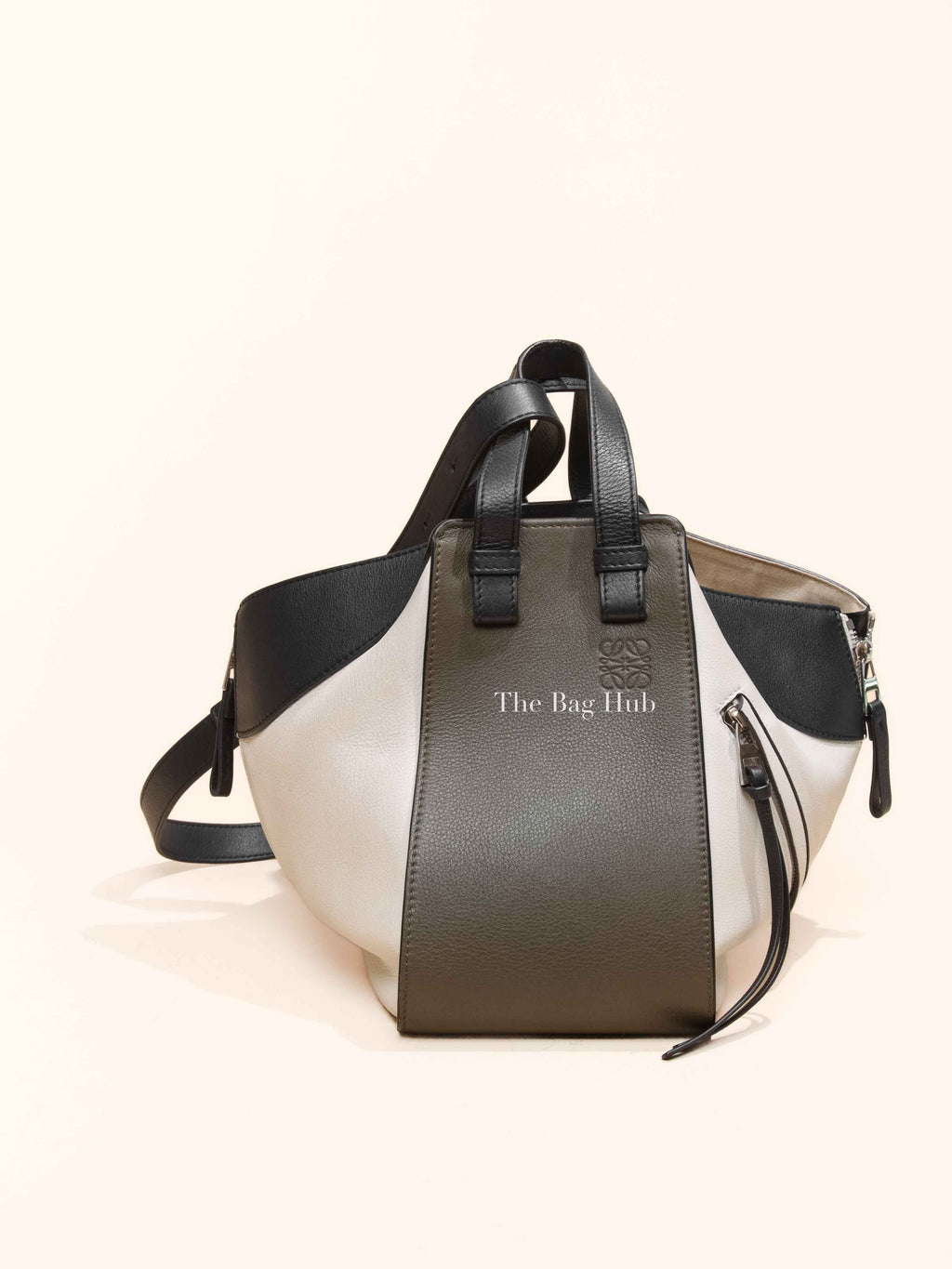 Loewe Khaki Green/Black/Soft White Calfskin Small Hammock Bag