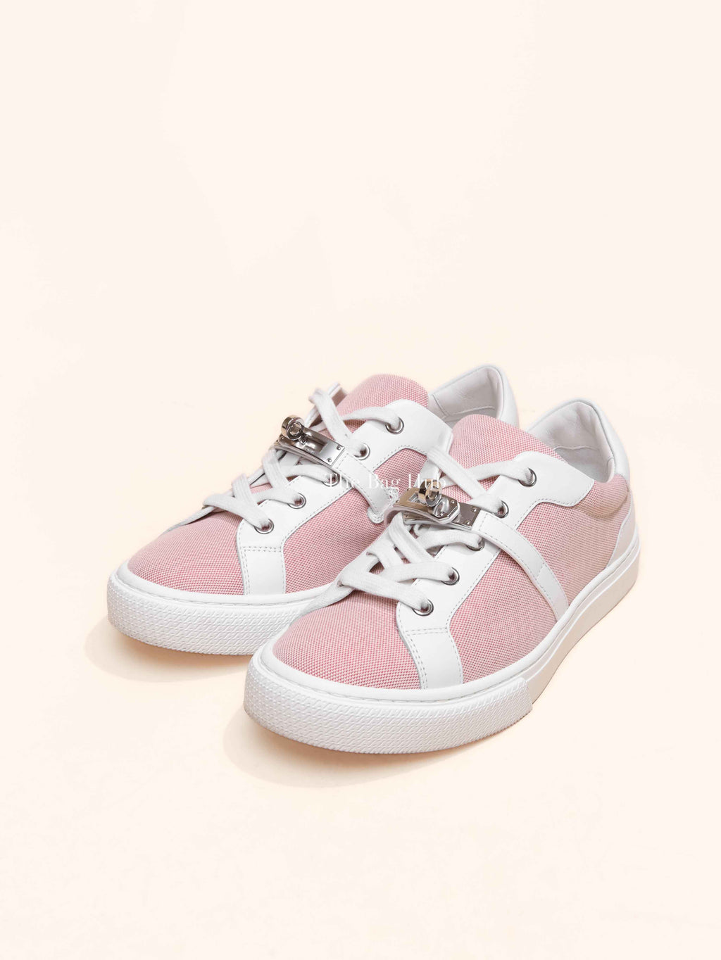 Hermes Framboise/Blanc Canvas Day Sneakers Size 38.5 PHW