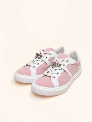 Hermes Framboise/Blanc Canvas Day Sneakers Size 38.5 PHW