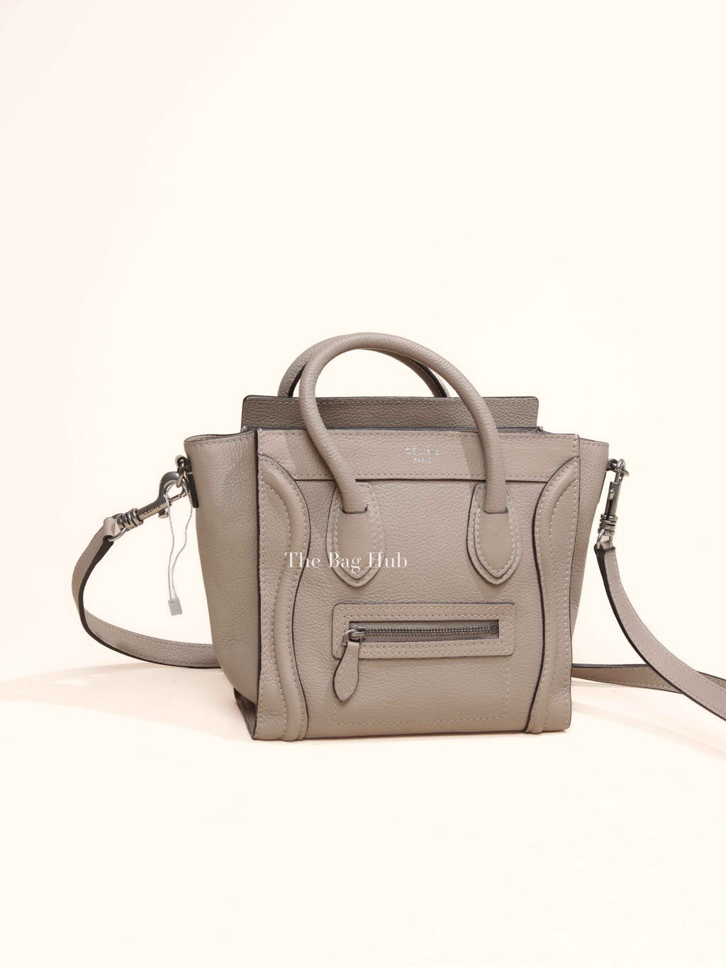 Celine Beige Drummed Calfskin Nano Luggage Bag