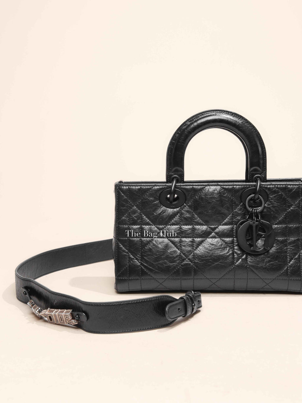 Dior Black Macrocannage Crinkled Calfskin Small Lady D-Sire My ABCDior Bag