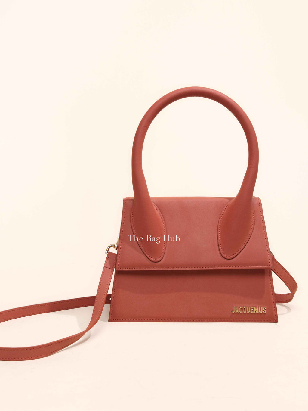 Jacquemus Brick Brown Nubuck Leather Le Grand Chiquito Top Handle Bag